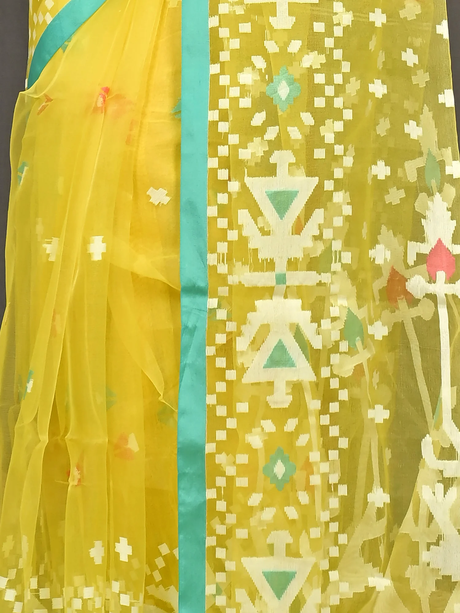 Yellow Cotton Nopvi Muslin saree (2272)